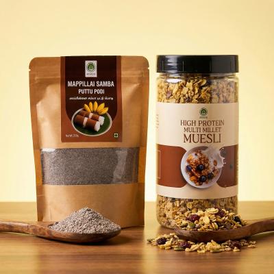 NUTRIGRAIN COMBO: HIGH PROTEIN MULTI MILLET MUESLI (300g) + MAPPILLAI SAMBA PUTTU PODI (250g)